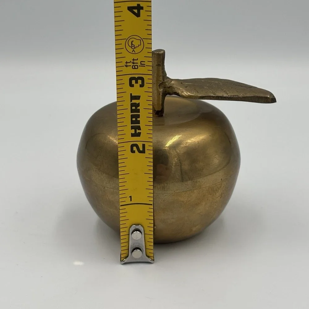 Vintage Brass‎ Apple Metal Bell Container Desk Paperweight Hidden Compartment.